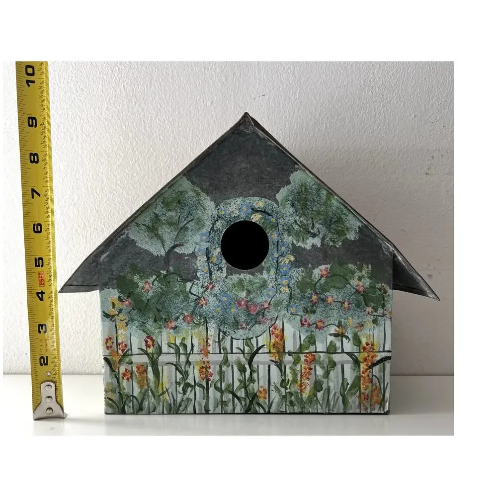 Vintage Handmade Galvanized Tin Birdhouse Rustic Farmhouse Decor Unused